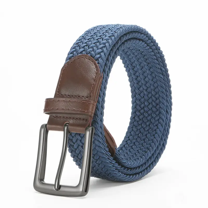 Men's Brown Woven Belt with Pin Buckle - Image 3