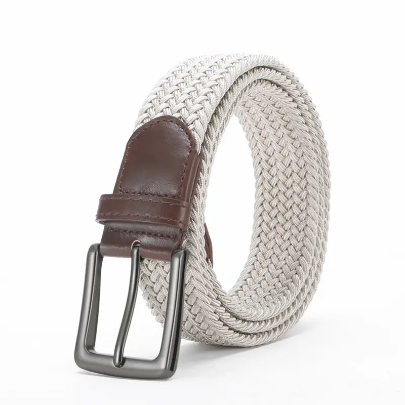Men's Brown Woven Belt with Pin Buckle - Image 4