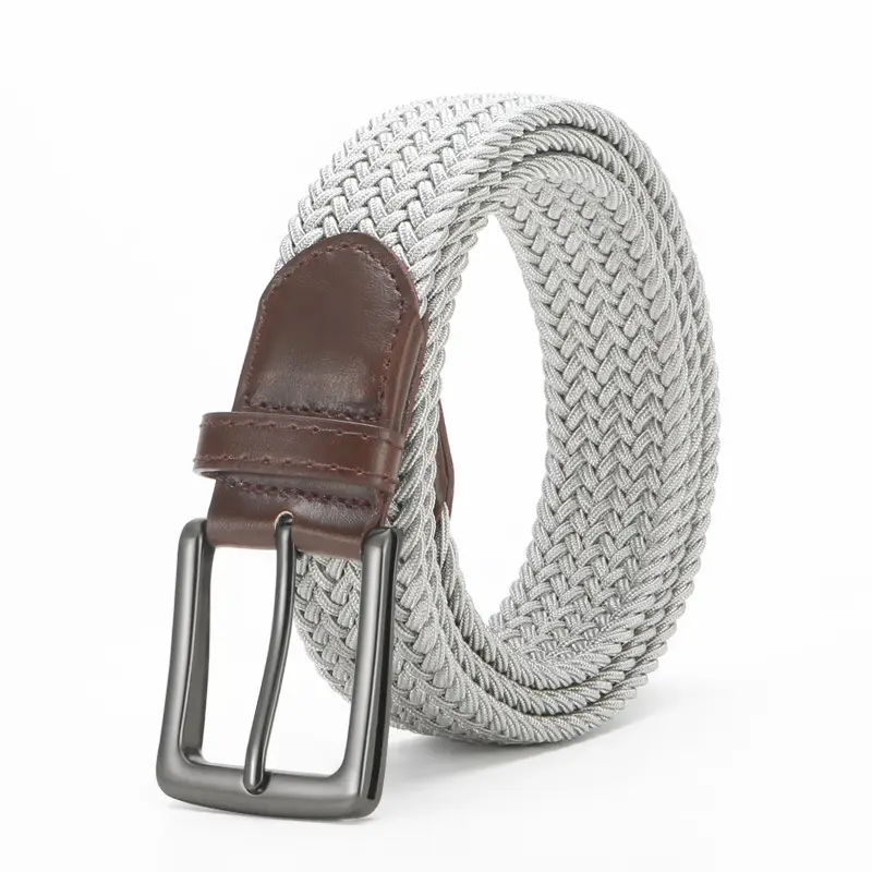 Men's Brown Woven Belt with Pin Buckle - Image 5