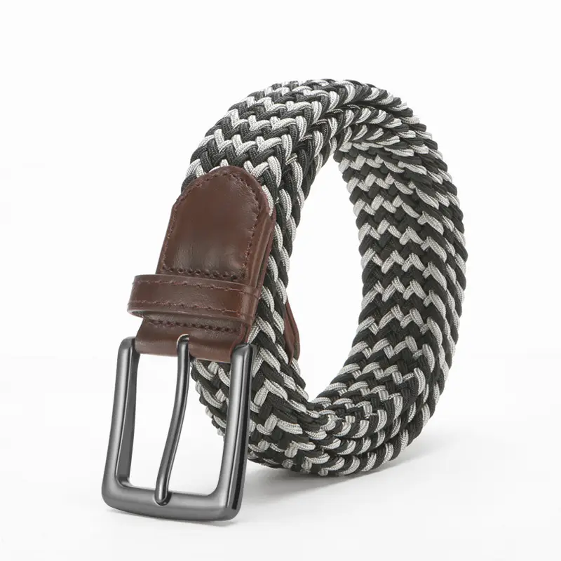 Men's Brown Woven Belt with Pin Buckle - Image 6