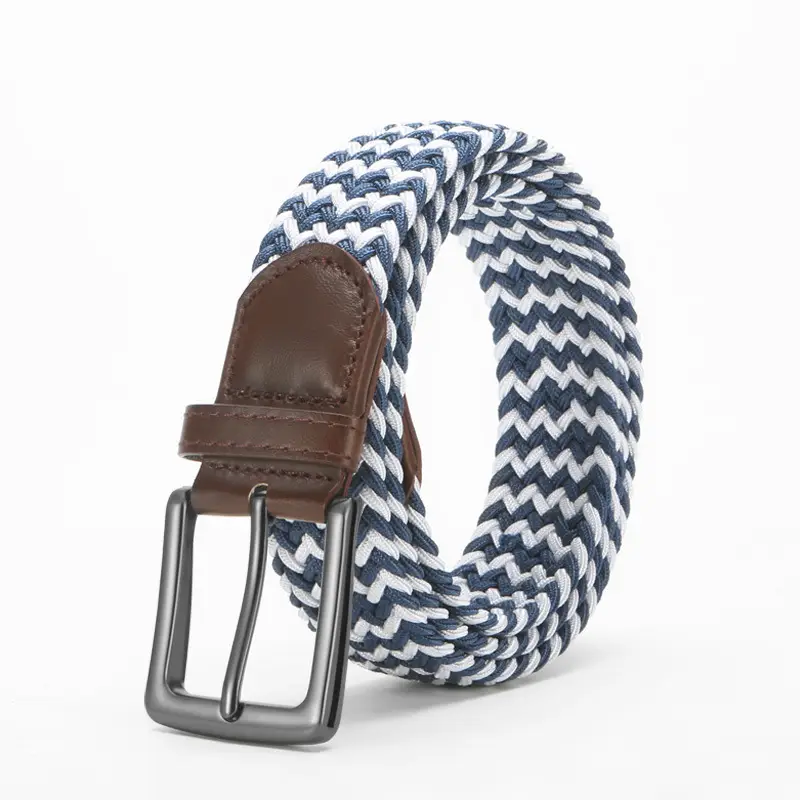 Men's Brown Woven Belt with Pin Buckle - Image 7