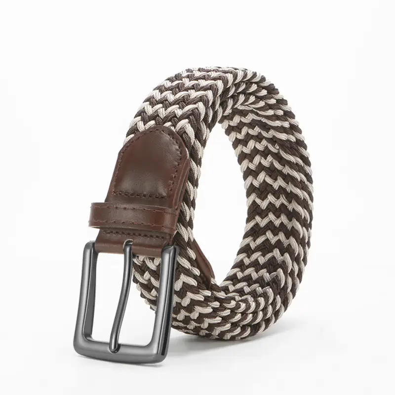 Men's Brown Woven Belt with Pin Buckle - Image 8