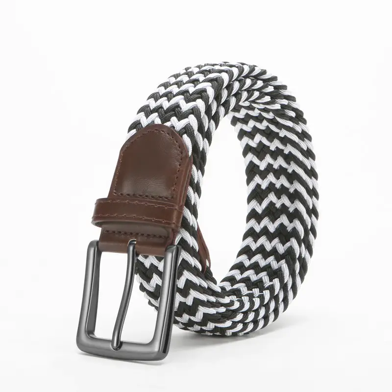 Men's Brown Woven Belt with Pin Buckle - Image 9