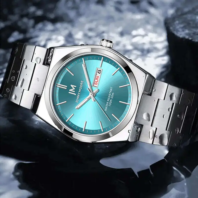 Men's Stainless Steel Chronograph Watch with Blue Dial - Image 8