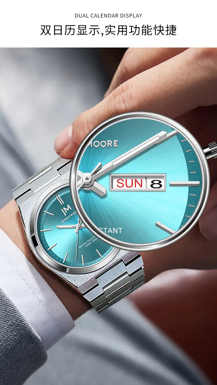 Men's Stainless Steel Chronograph Watch with Blue Dial — feature 13