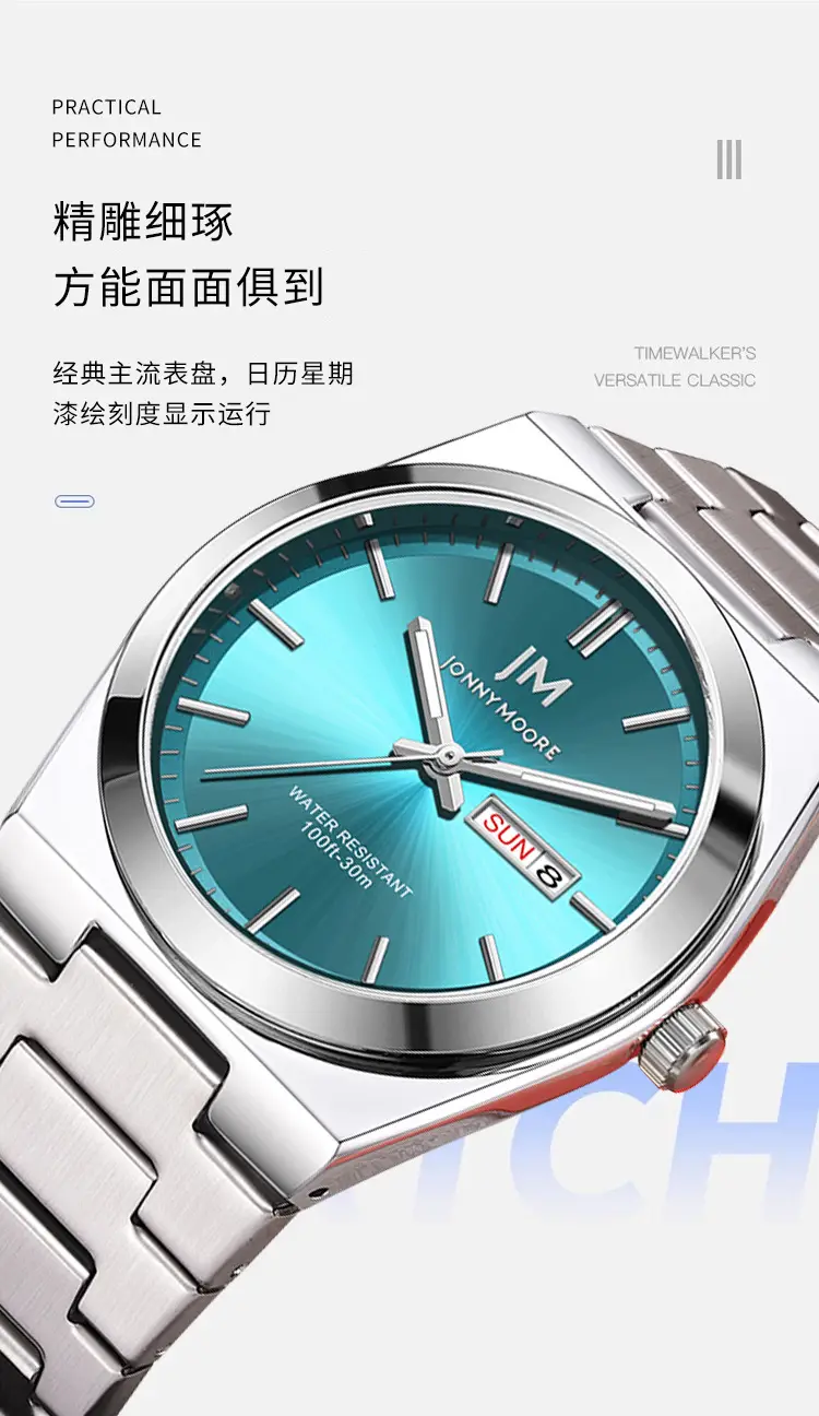 Men's Stainless Steel Chronograph Watch with Blue Dial — feature 3