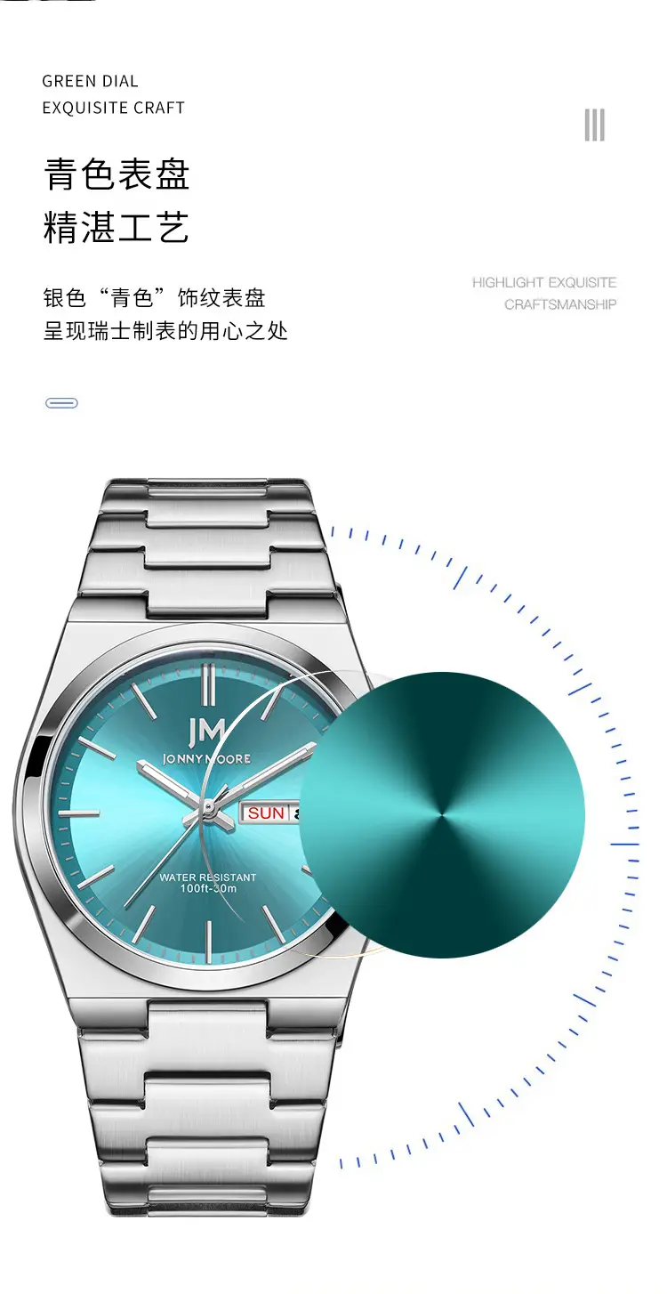 Men's Stainless Steel Chronograph Watch with Blue Dial — feature 4
