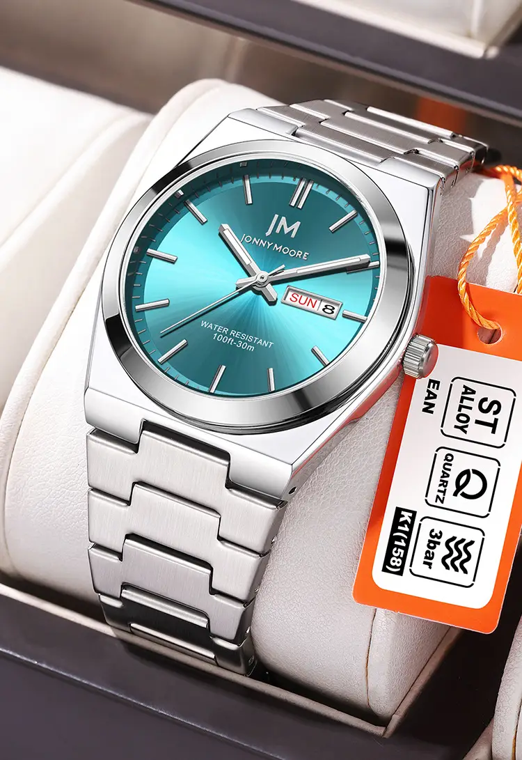 Men's Stainless Steel Chronograph Watch with Blue Dial — feature 7