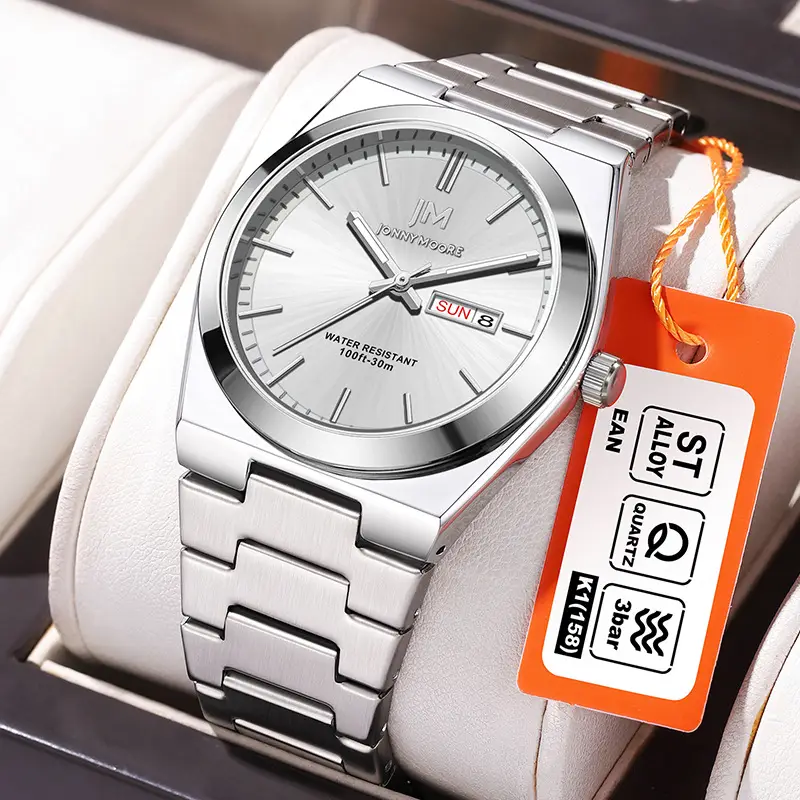 Men's Stainless Steel Chronograph Watch with Blue Dial - Image 2