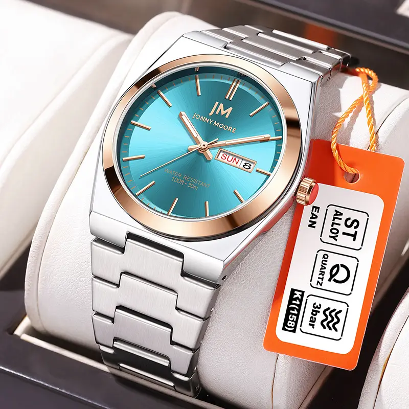 Men's Stainless Steel Chronograph Watch with Blue Dial - Image 5