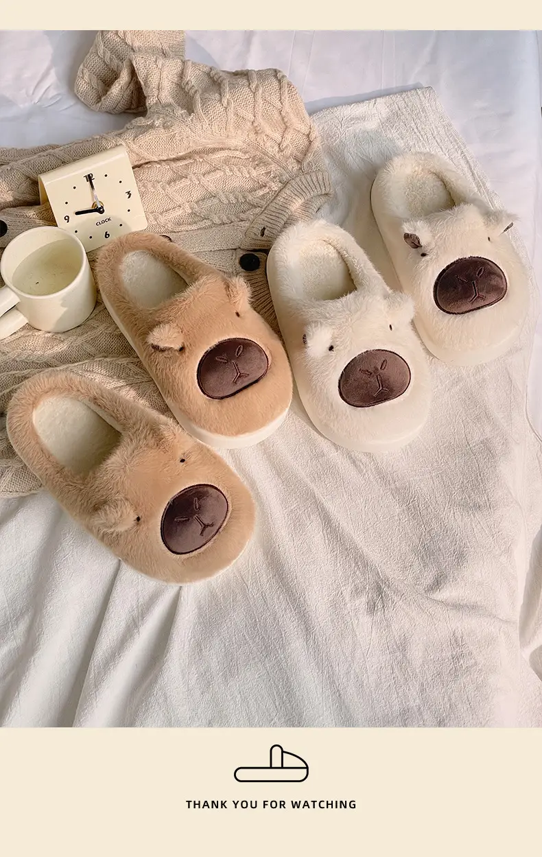 New Cartoon Kapibara Warm and Wear-Resistant Eva Large White Sole Cotton Slippers for Women Wholesale Soft Home Delivery — feature 15