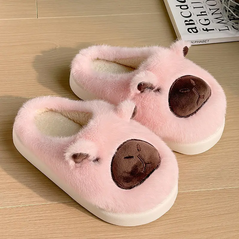 New Cartoon Kapibara Warm and Wear-Resistant Eva Large White Sole Cotton Slippers for Women Wholesale Soft Home Delivery