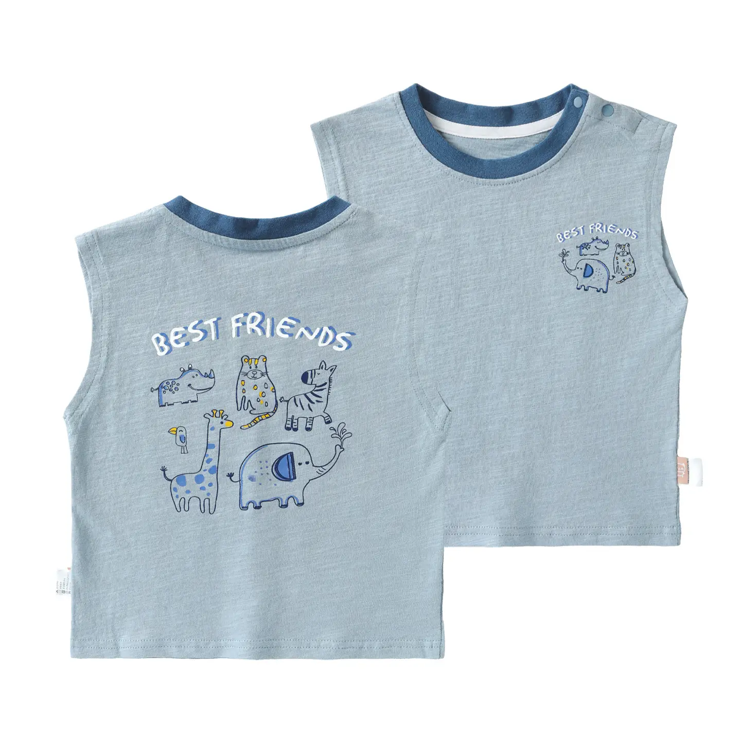 Kaka Panda Kids Vest Boys Sleeveless T-Shirt Blue - Image 7