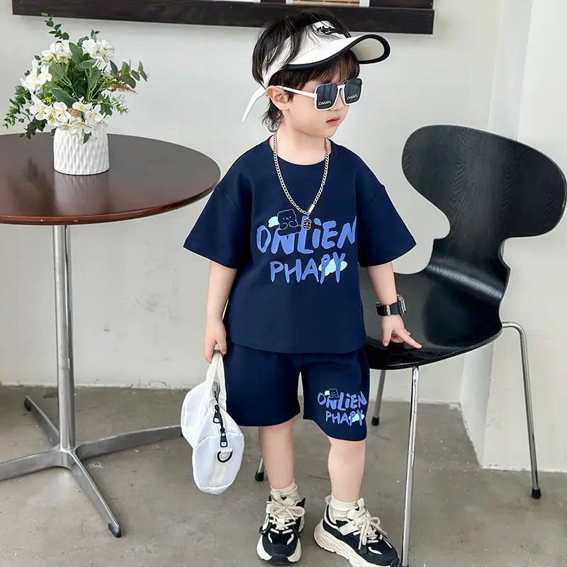 Boys Letter Printed T-Shirt Shorts Set Summer 2026 - Image 2