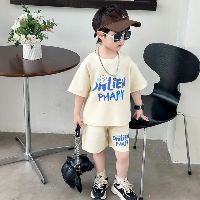 Boys Letter Printed T-Shirt Shorts Set Summer 2026 - Image 4