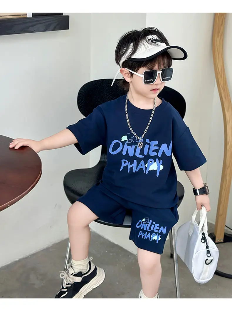 Boys Letter Printed T-Shirt Shorts Set Summer 2026 — feature 10
