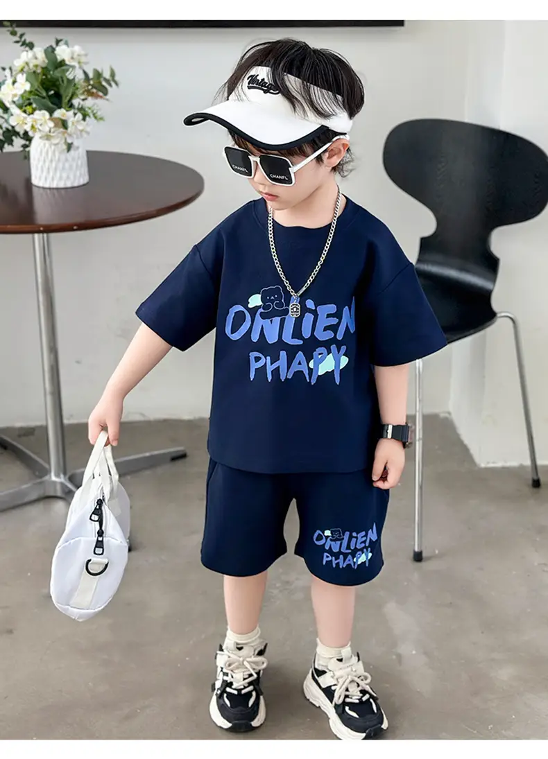 Boys Letter Printed T-Shirt Shorts Set Summer 2026 — feature 12