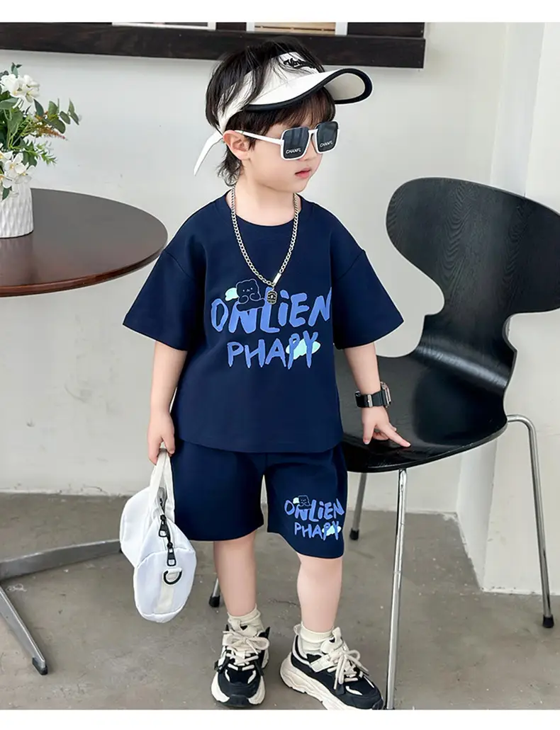 Boys Letter Printed T-Shirt Shorts Set Summer 2026 — feature 13