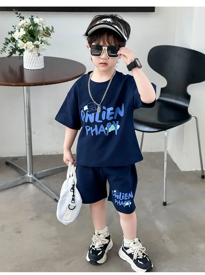 Boys Letter Printed T-Shirt Shorts Set Summer 2026 — feature 14