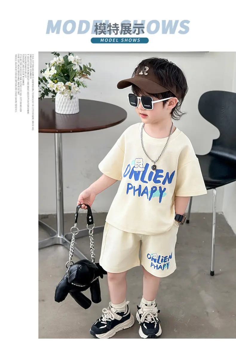 Boys Letter Printed T-Shirt Shorts Set Summer 2026 — feature 4