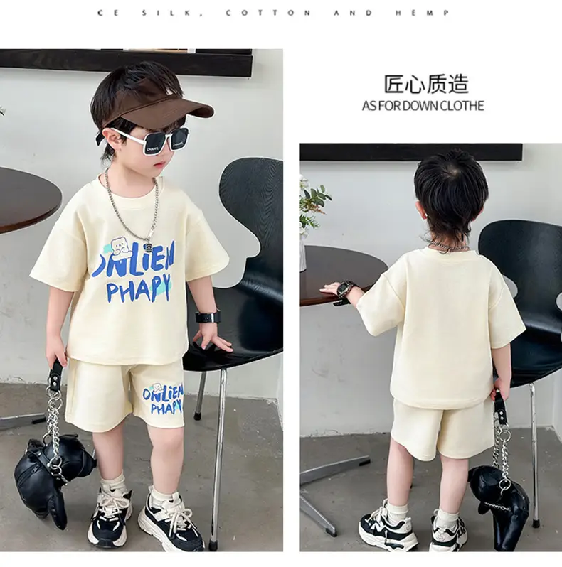 Boys Letter Printed T-Shirt Shorts Set Summer 2026 — feature 5