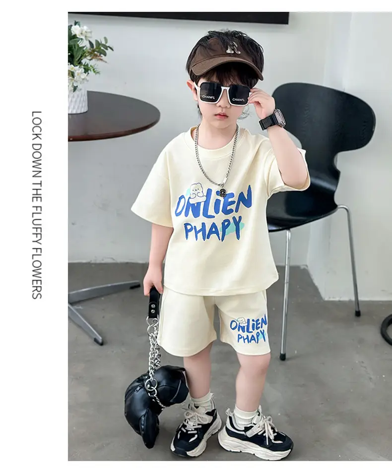 Boys Letter Printed T-Shirt Shorts Set Summer 2026 — feature 6