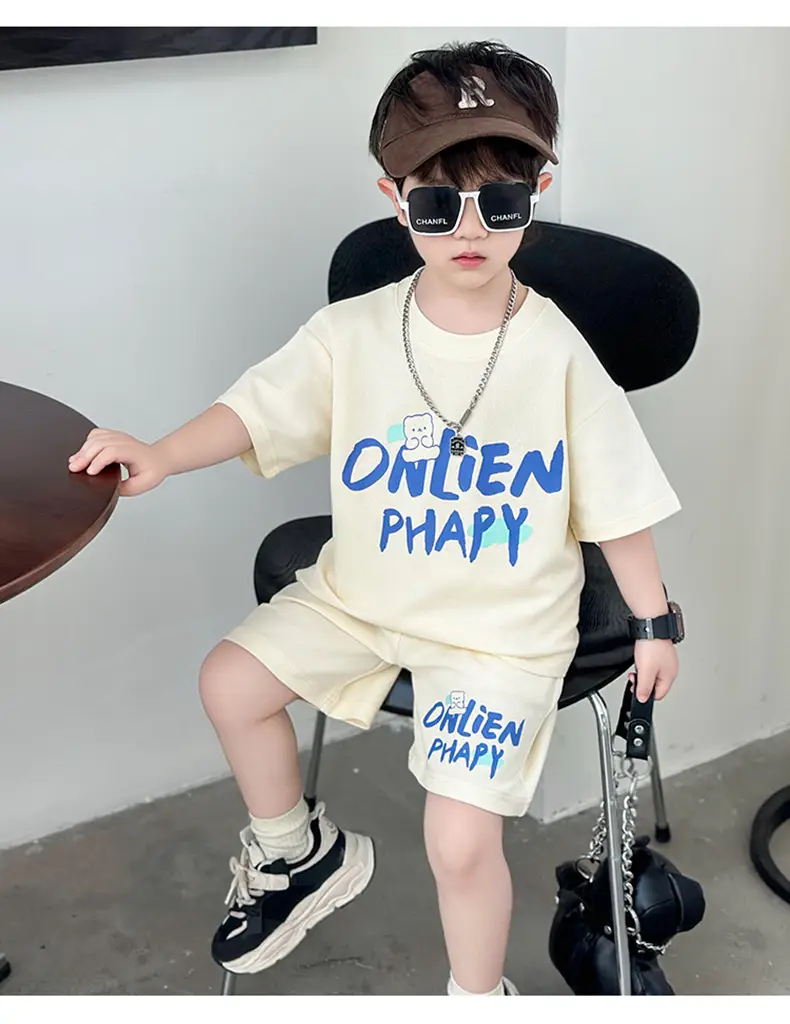 Boys Letter Printed T-Shirt Shorts Set Summer 2026 — feature 7