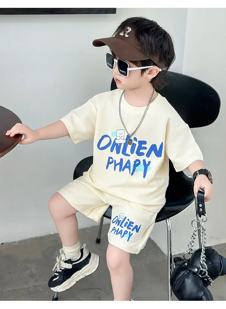Boys Letter Printed T-Shirt Shorts Set Summer 2026 — feature 8