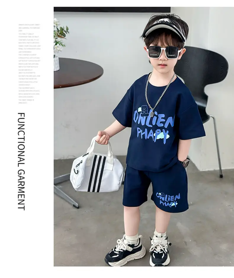 Boys Letter Printed T-Shirt Shorts Set Summer 2026 — feature 9