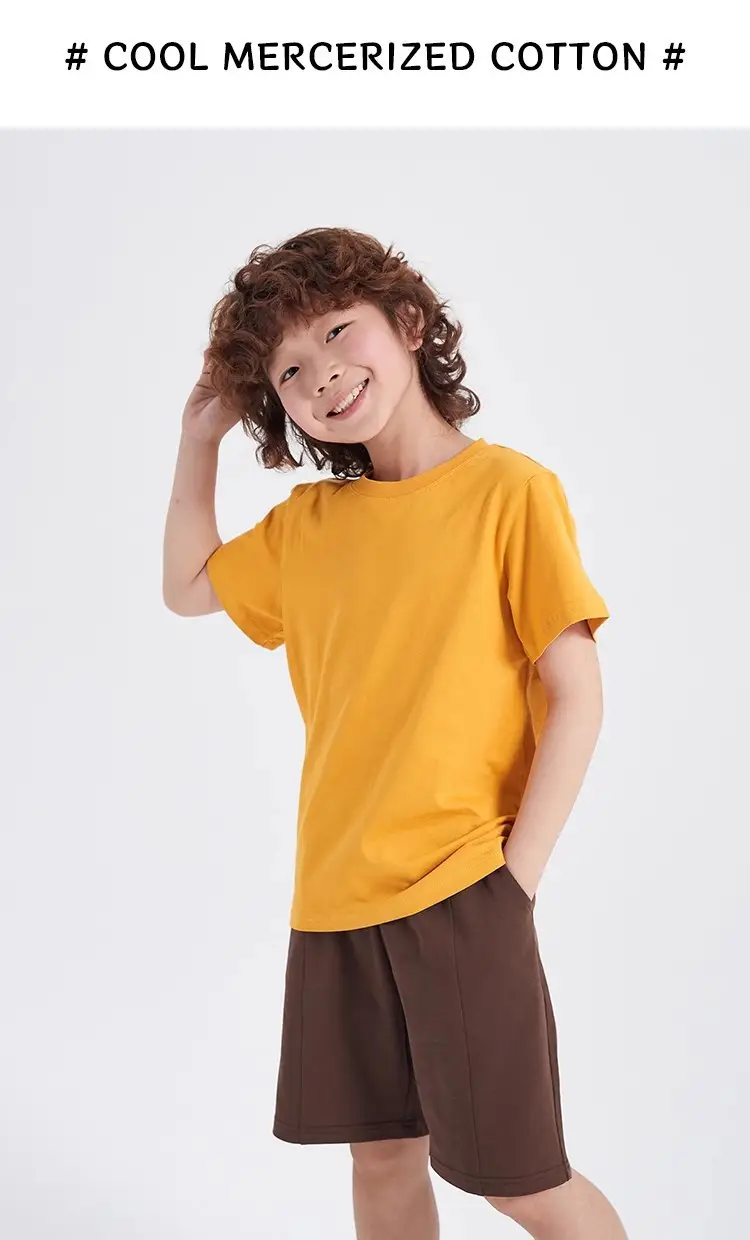 Boys Pure Cotton Yellow T-Shirt Round Neck Short Sleeve — feature 12