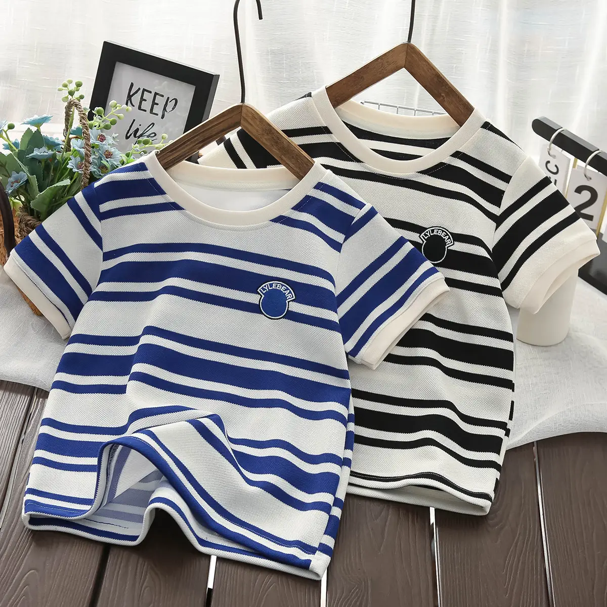 Boys Striped Half Sleeve T-Shirt Medium to Large — feature 1