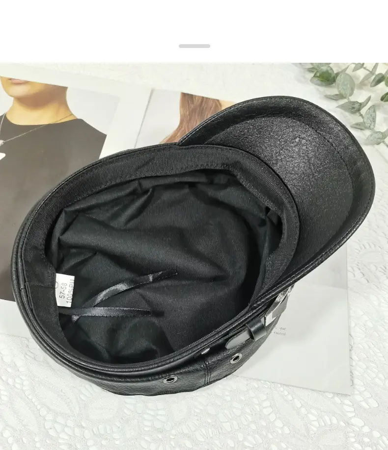 Navy Diamond Encrusted Women's Flat Cap Hat — feature 11