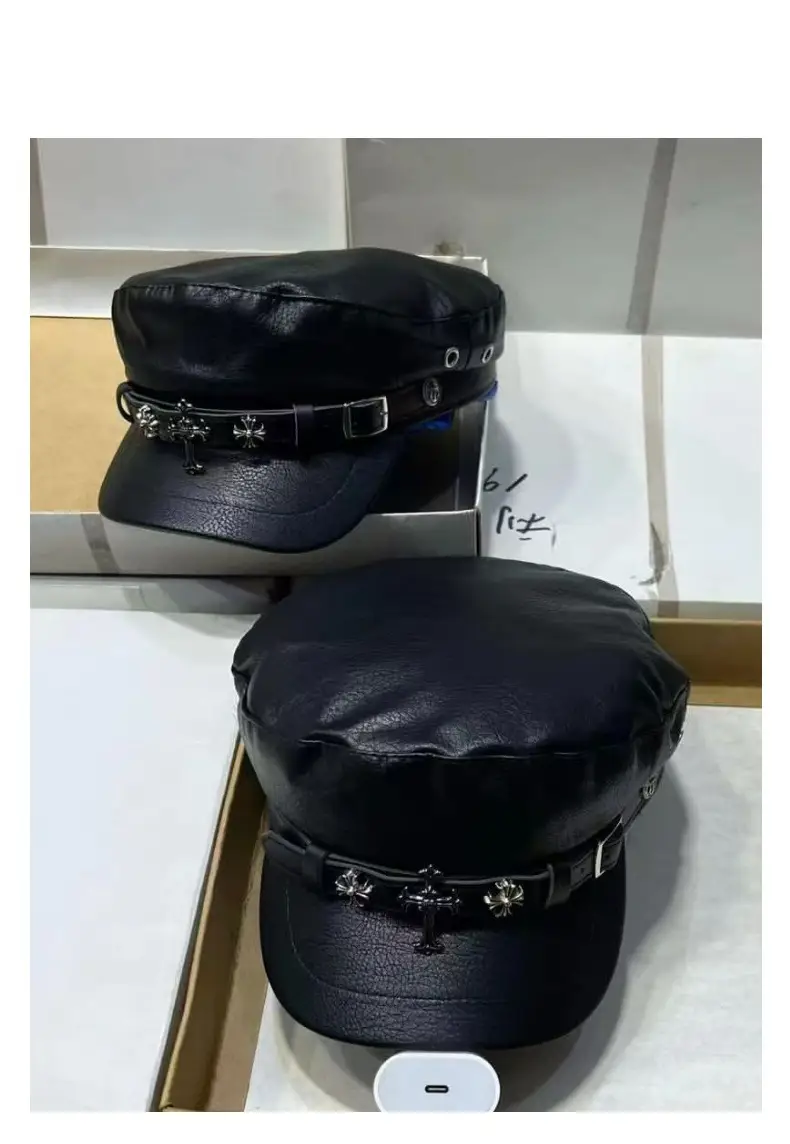Navy Diamond Encrusted Women's Flat Cap Hat — feature 12