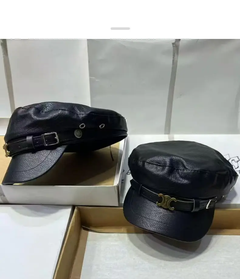 Navy Diamond Encrusted Women's Flat Cap Hat — feature 13