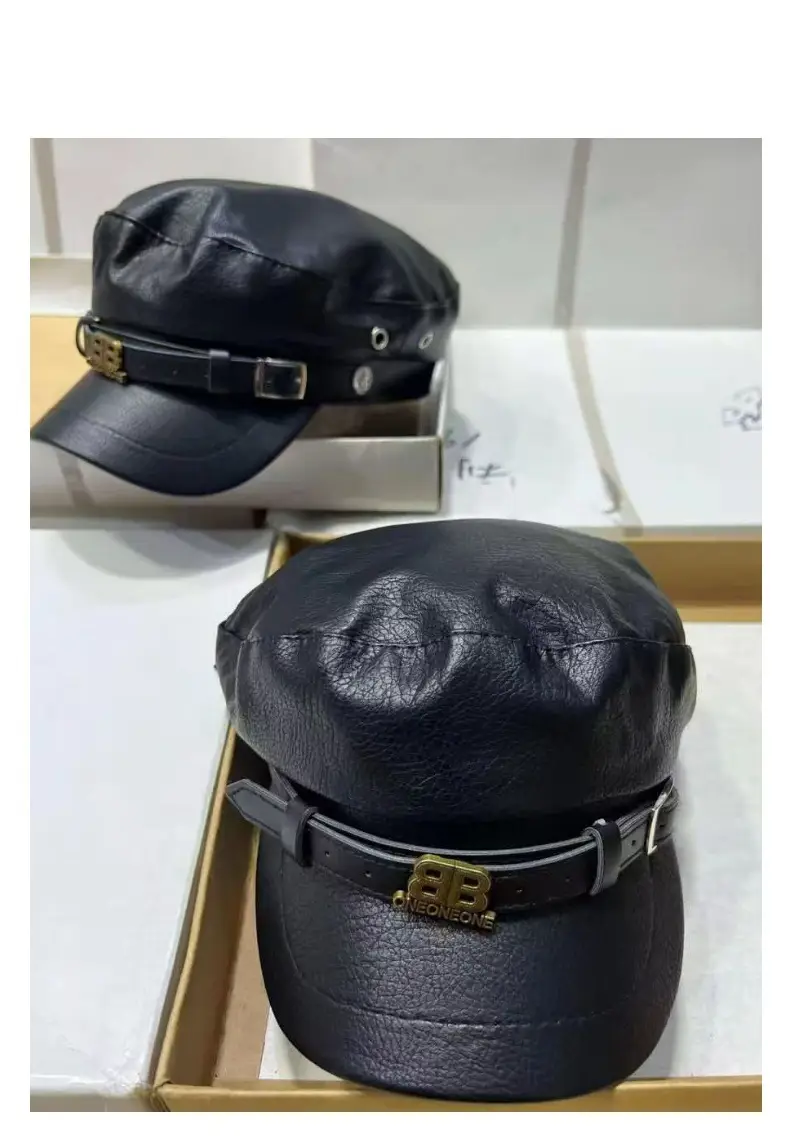 Navy Diamond Encrusted Women's Flat Cap Hat — feature 14