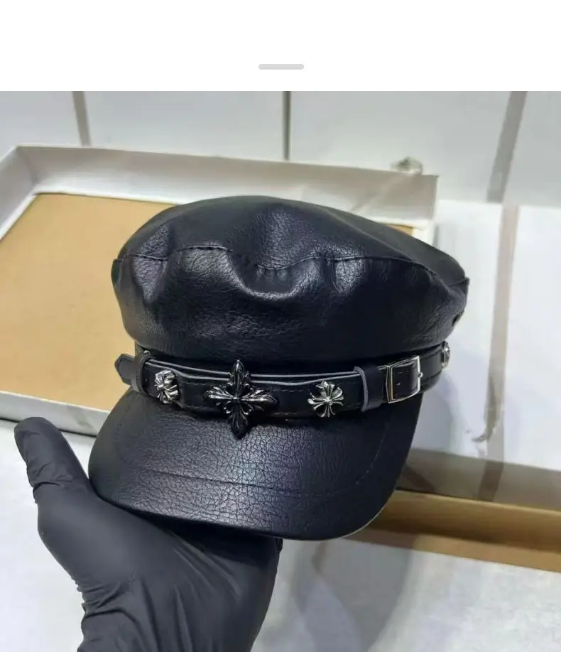 Navy Diamond Encrusted Women's Flat Cap Hat — feature 15