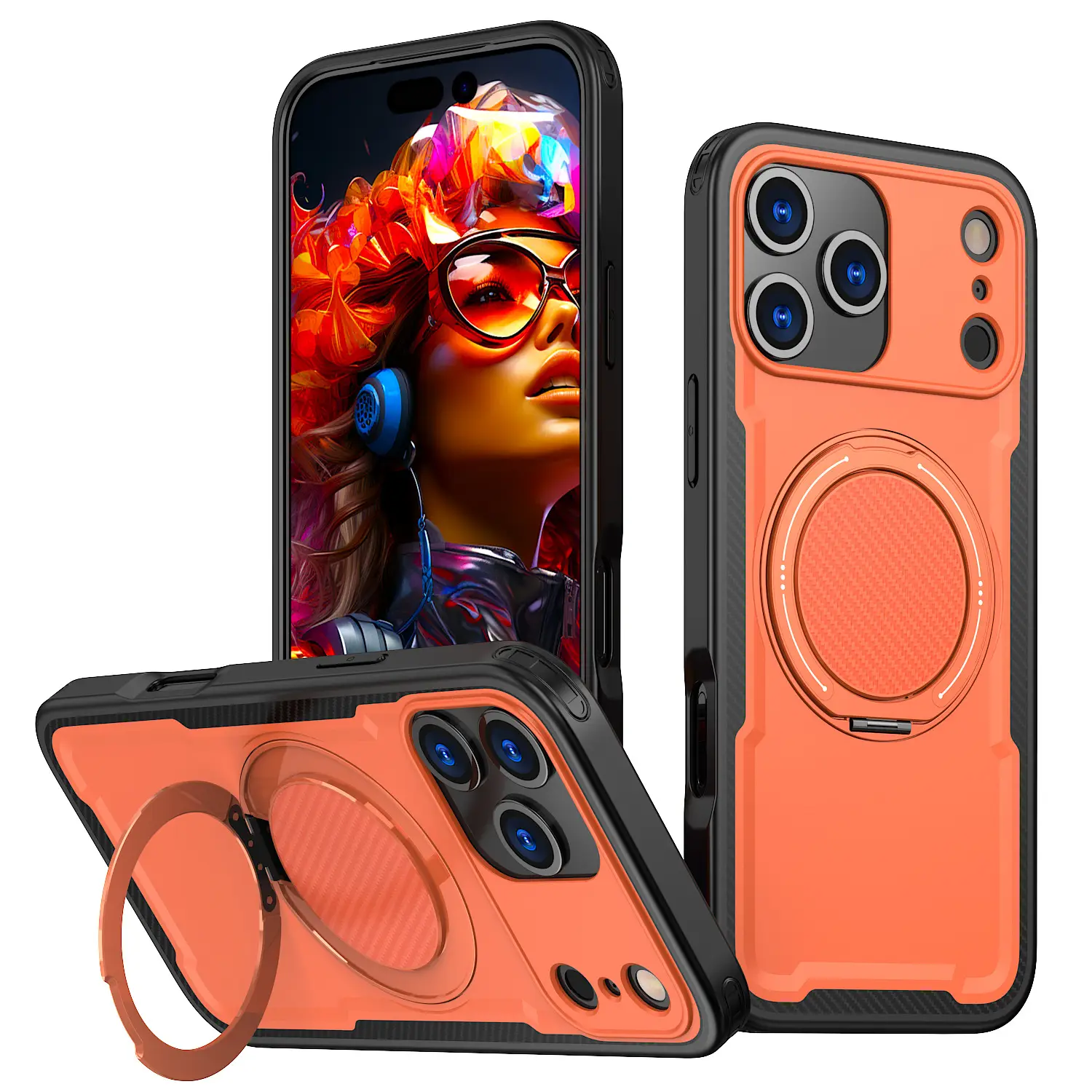 Magnetic Anti-Fall iPhone 17 Pro Max Case Orange