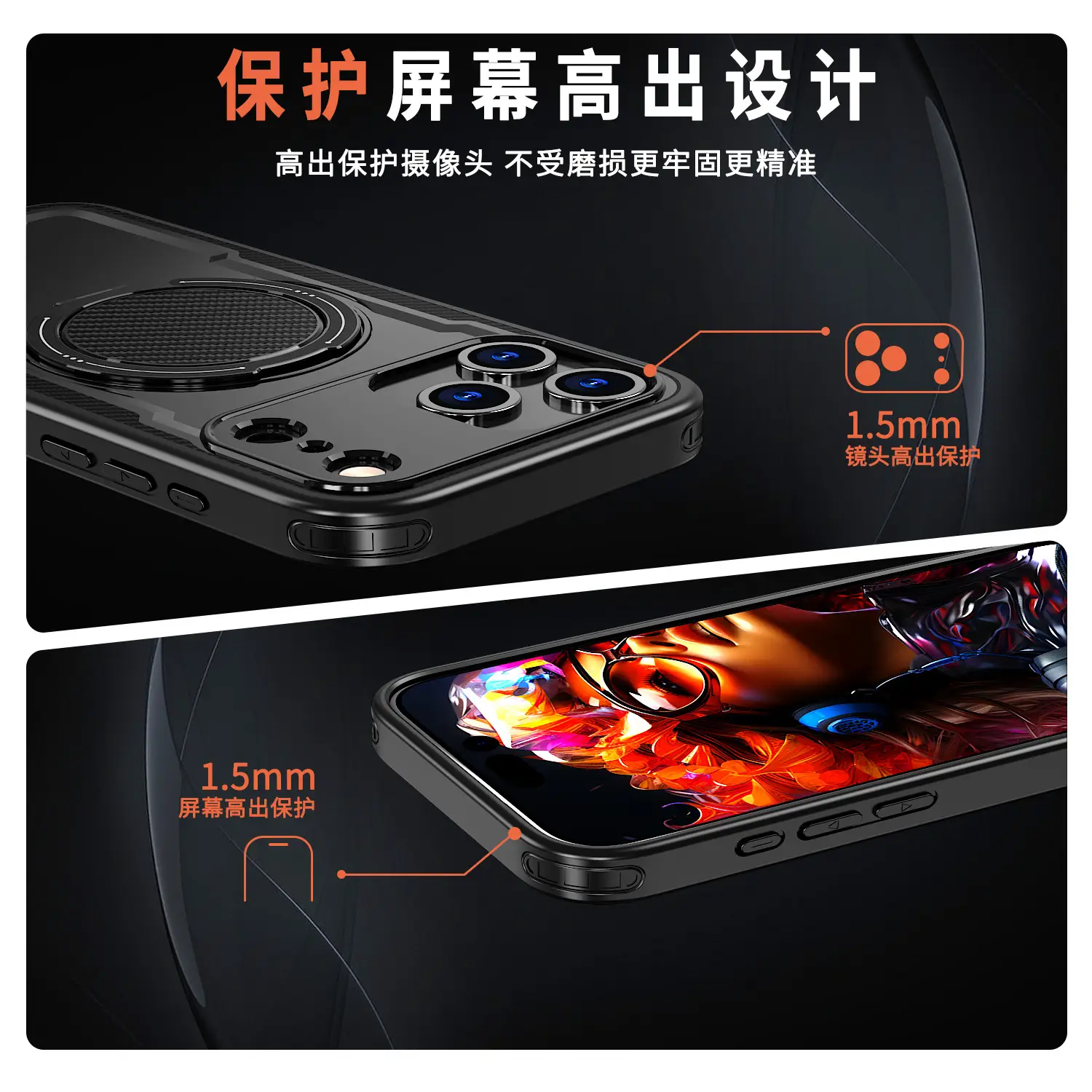 Magnetic Anti-Fall iPhone 17 Pro Max Case Orange — feature 6