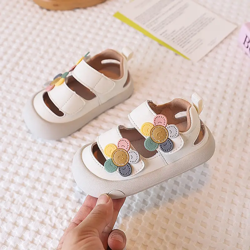 Baby Hollow Flower Shoes White Soft Sole