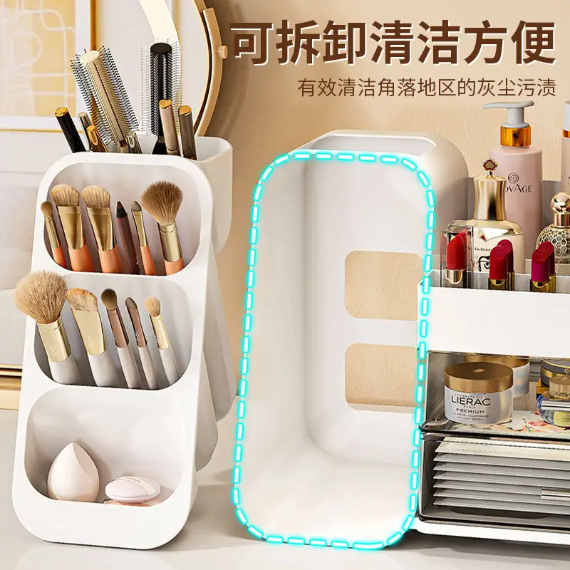 Large Capacity Makeup Storage Box with 3-Tier Organizer