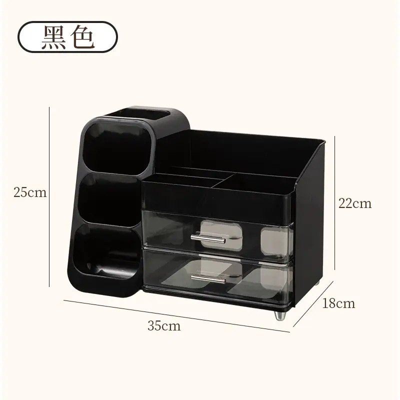 Large Capacity Makeup Storage Box with 3-Tier Organizer