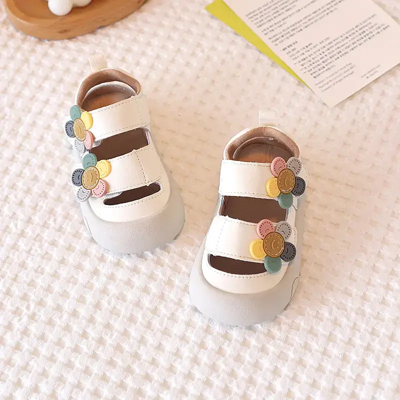 Baby Hollow Flower Shoes White Soft Sole