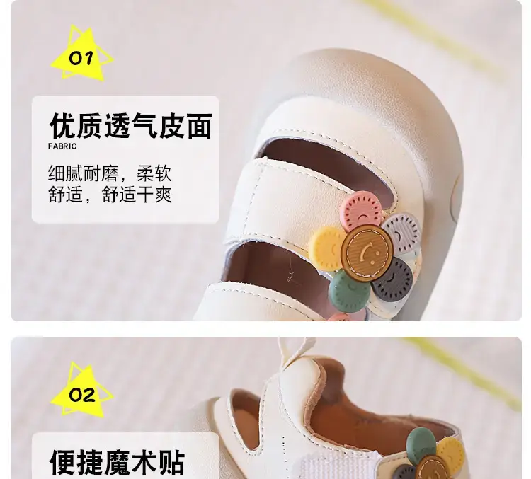 Baby Hollow Flower Shoes White Soft Sole — feature 4