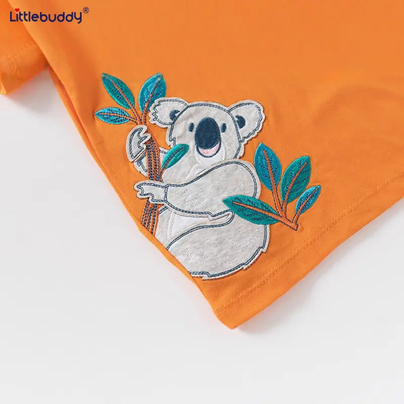 2025 Summer Boys T-Shirt Orange Koala Print - Image 3