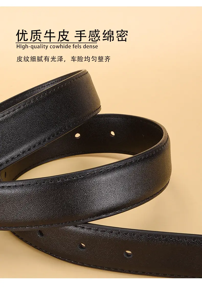 Black Genuine Leather Alloy Buckle Belt for Women — feature 13