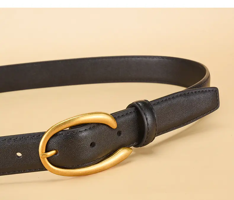 Black Genuine Leather Alloy Buckle Belt for Women — feature 14