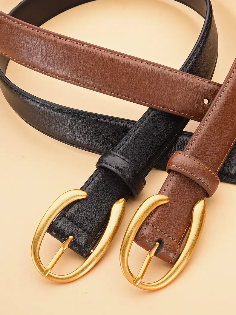 Black Genuine Leather Alloy Buckle Belt for Women — feature 18