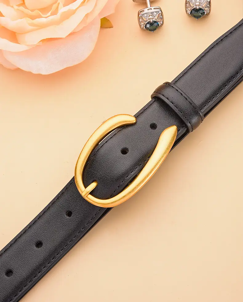 Black Genuine Leather Alloy Buckle Belt for Women — feature 21