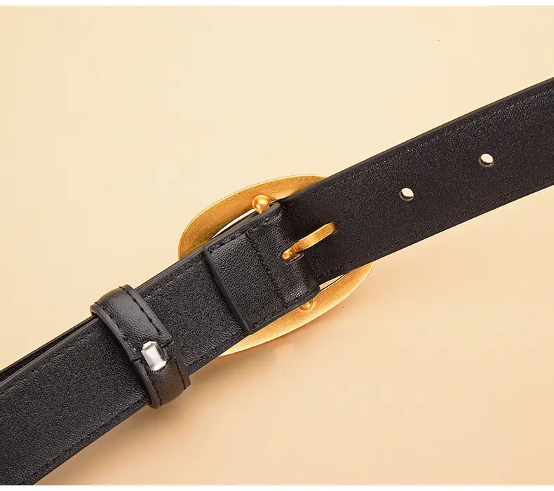 Black Genuine Leather Alloy Buckle Belt for Women — feature 22