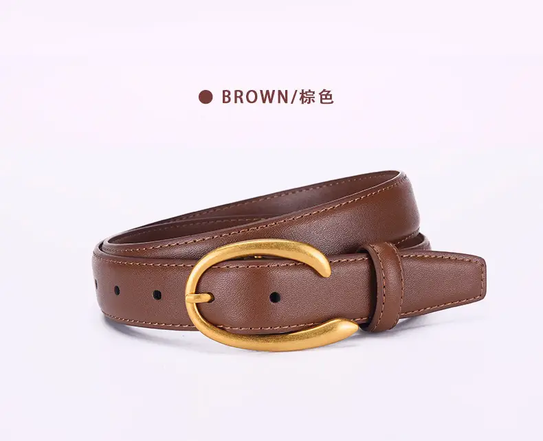 Black Genuine Leather Alloy Buckle Belt for Women — feature 26